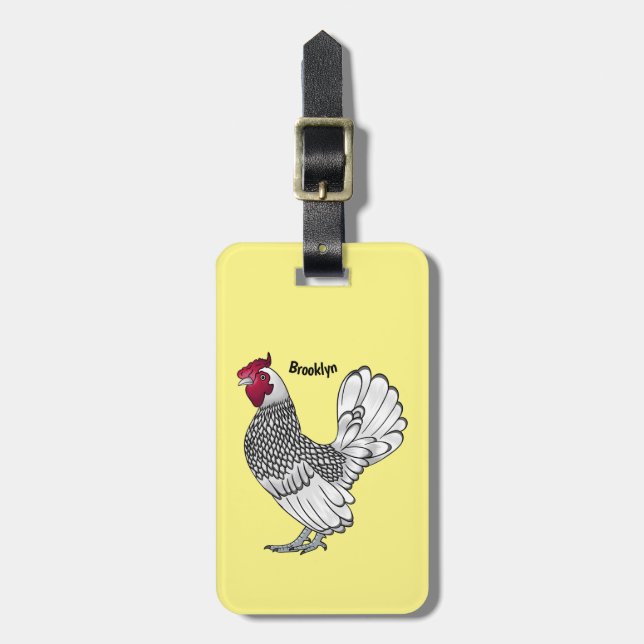 Etiqueta Para Maletas Ilustracion personalizado de pollo de Sebright (Frente Vertical)