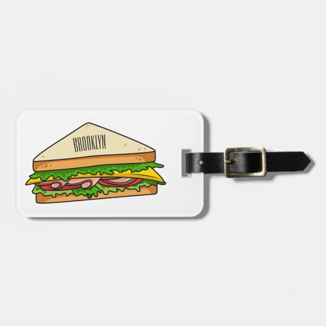 Etiqueta Para Maletas Ilustracion personalizado de sándwich (Frente Horizontal)
