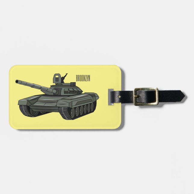 Etiqueta Para Maletas Ilustracion personalizado de tanques (Frente Horizontal)