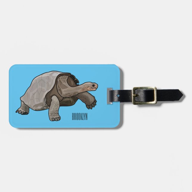 Etiqueta Para Maletas Ilustracion personalizado de tortugas de Galápagos (Frente Horizontal)