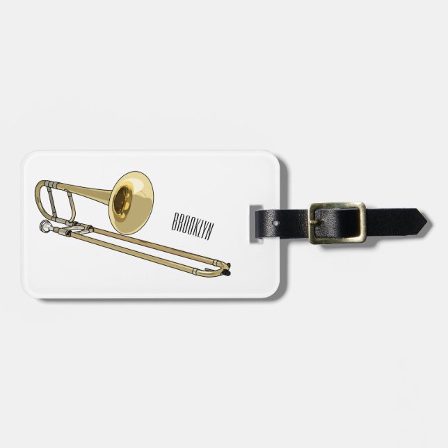 Etiqueta Para Maletas Ilustracion personalizado de Trombone (Frente Horizontal)