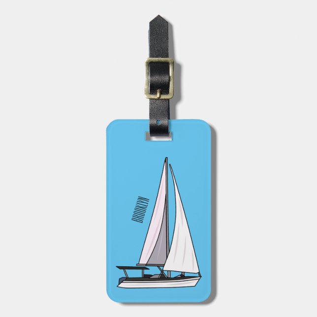 Etiqueta Para Maletas Ilustracion personalizado de velero (Frente Vertical)