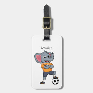 Etiqueta Para Maletas Ilustracion personalizado futbolista elefante