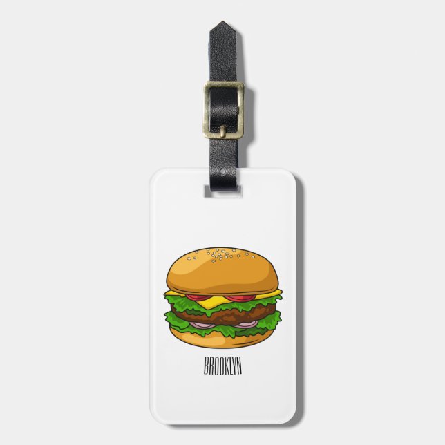 Etiqueta Para Maletas Ilustracion personalizado Hamburger (Frente Vertical)
