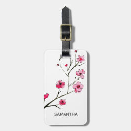 Etiqueta Para Maletas Ilustracion personalizado japonés de florecimiento