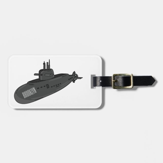 Etiqueta Para Maletas Ilustracion personalizado submarino (Frente Horizontal)