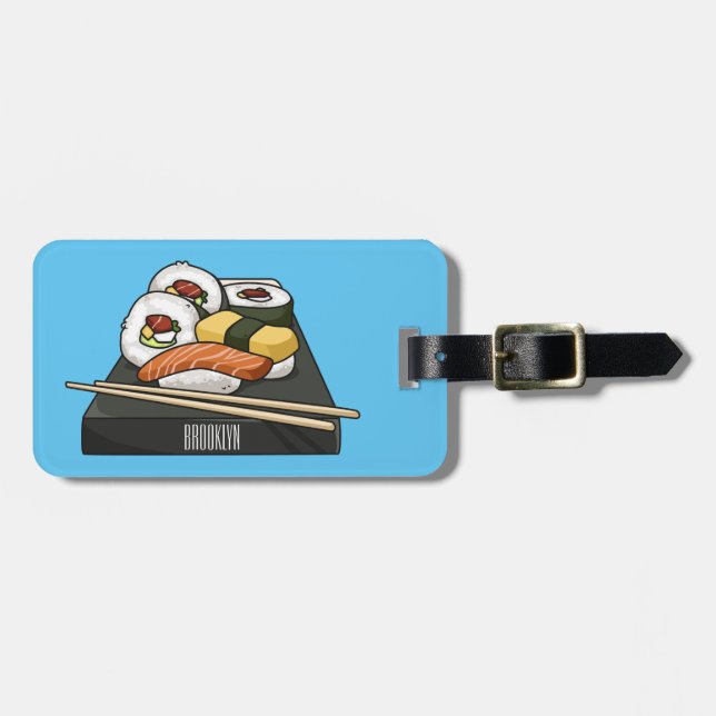 Etiqueta Para Maletas Ilustracion personalizado Sushi (Frente Horizontal)