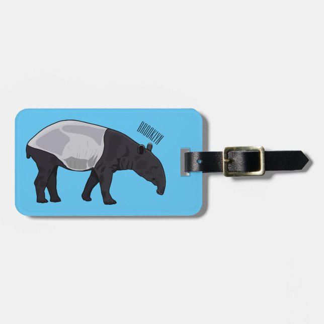 Etiqueta Para Maletas Ilustracion personalizado Tapir (Frente Horizontal)