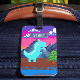 Etiqueta Para Maletas Ilustración pixelada de dinosaurio - Jugador de pí