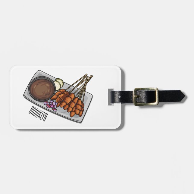 Etiqueta Para Maletas Ilustracion Satay personalizado (Frente Horizontal)