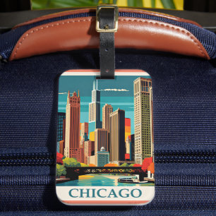 Etiqueta Para Maletas Ilustracion Vintage de Chicago