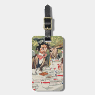 Etiqueta Para Maletas Ilustración vintage de la fiesta del té del Sombre