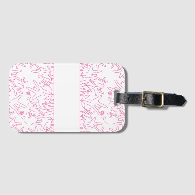 Etiqueta Para Maletas ILY Bloom - Diseño ASL de nombre personalizado (Anverso horizontal)