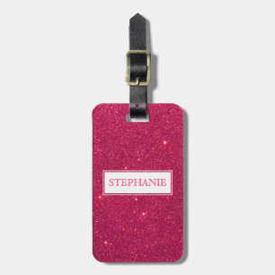 Etiqueta Para Maletas Imagen del monograma rosado de moda del purpurina