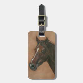 Etiqueta Para Maletas imagen equina del caballo marrón de yegua de casta