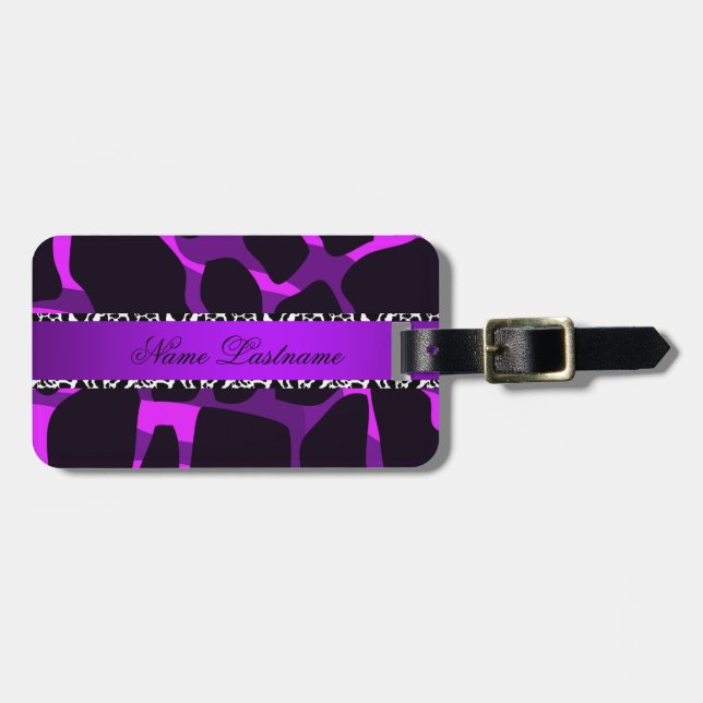 Etiqueta Para Maletas Impresión Boutique Purple Leopard Cow (Frente Horizontal)
