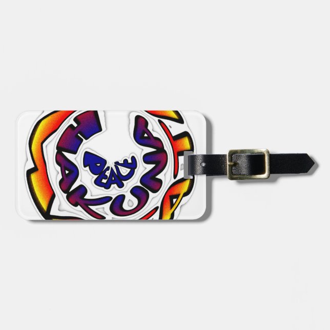 Etiqueta Para Maletas Impresión circular de arte "Peace Hakuna Matata" (Frente Horizontal)
