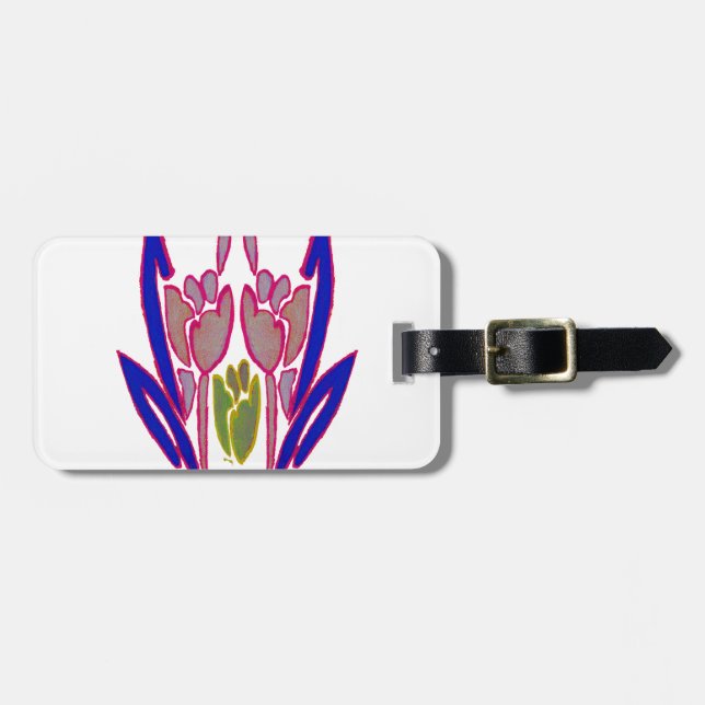 Etiqueta Para Maletas Impresión de arte de acuarela Rosa elegante (Frente Horizontal)