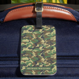 Etiqueta Para Maletas Impresión de camo militar de Woodland - Personaliz