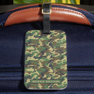 Etiqueta Para Maletas Impresión de camo militar de Woodland - Personaliz