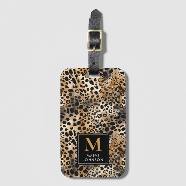 Etiqueta Para Maletas Impresión de leopardo (Anverso vertical)