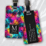 Etiqueta Para Maletas Impresión de leopardo arco iris monograma<br><div class="desc">Vive tu equipaje con este diseño personalizado perfecto para los viajeros</div>
