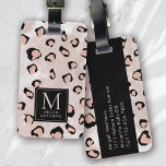 Etiqueta Para Maletas Impresión de leopardo monograma<br><div class="desc">Vive tu equipaje con este diseño personalizado perfecto para los viajeros</div>