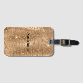 Etiqueta Para Maletas Impresión de leopardo Purpurina de oro de Glam