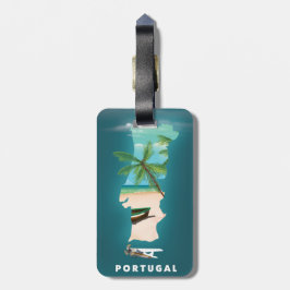 Etiqueta Para Maletas Impresión de póster de viaje del mapa de Portugal.