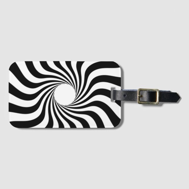 Etiqueta Para Maletas Impresión espiral en blanco y negro (Anverso horizontal)