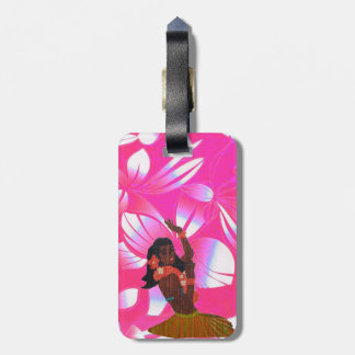 Etiqueta Para Maletas Impresión floral hawaiana con el chica de Hula