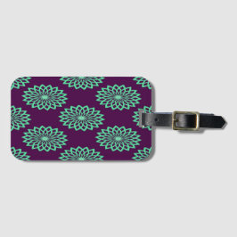 Etiqueta Para Maletas Impresión floral verde azulada sobre morado