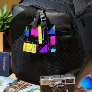 ETIQUETA PARA MALETAS IMPRESIÓN RETRO VINTAGE 80 GUAY NEON GEOMETRIC 198