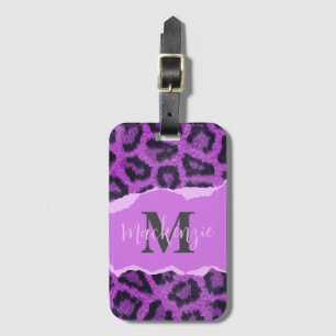 Etiqueta Para Maletas Impresión violeta de leopardo