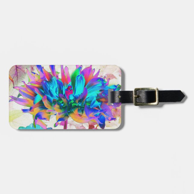Etiqueta Para Maletas Impresionante acuarela Cactus Arcoiris Dahlia (Frente Horizontal)