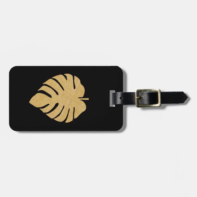 Etiqueta Para Maletas Impresora Gold Monstera (Frente Horizontal)