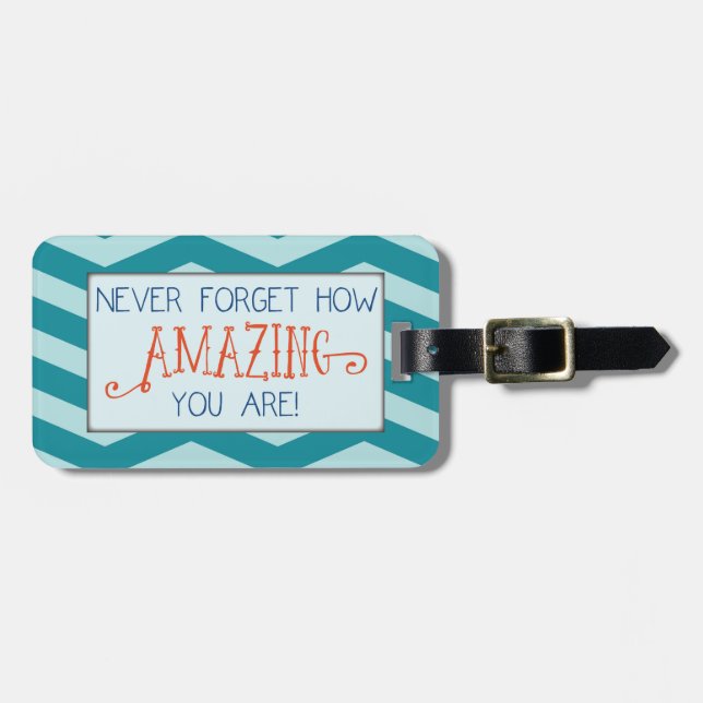 Etiqueta Para Maletas Increíble estímulo con franja de Chevron Teal (Frente Horizontal)