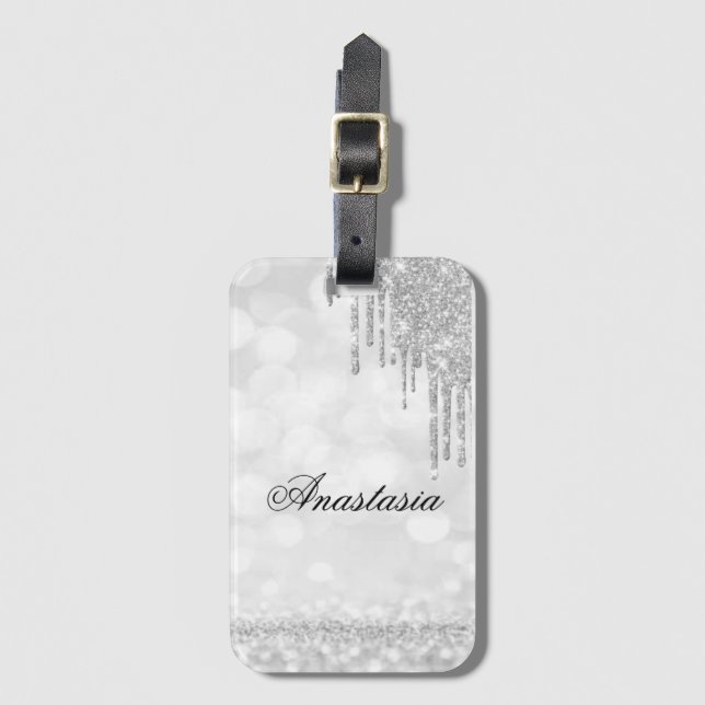 Etiqueta Para Maletas Increíble, Guay, Silver Sparkly (Anverso vertical)
