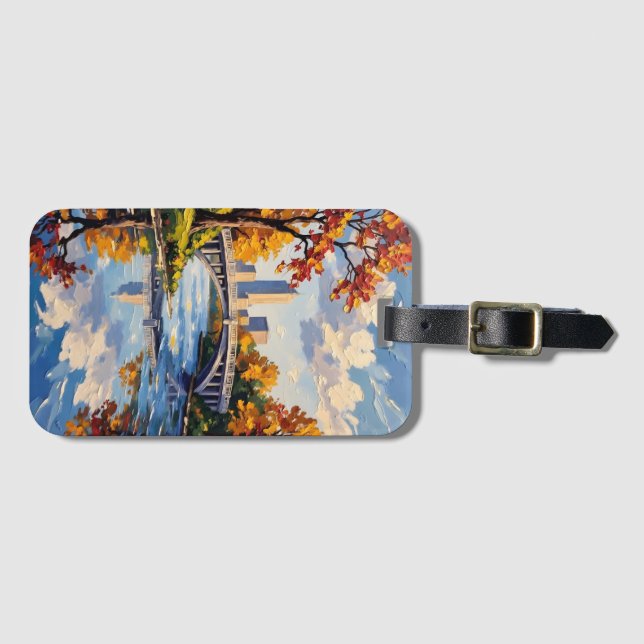 Etiqueta Para Maletas Indianapolis White Bridge Over the White River  (Anverso horizontal)