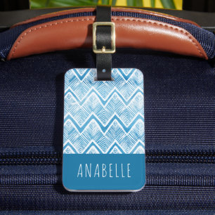 Etiqueta Para Maletas Indigo Boho Chevron Monogramado