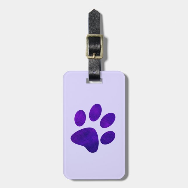 Etiqueta Para Maletas Indigo Purple Grunge Paw Print (Frente Vertical)