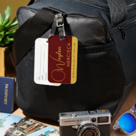 Etiqueta Para Maletas Información Personalizada Viajes de Lujo Granate