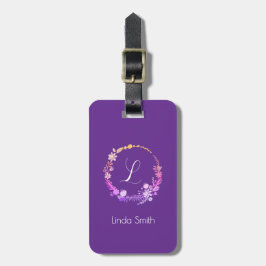 Etiqueta Para Maletas Inicial de Monograma Elegante Nombre Personalizado