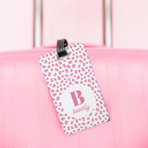 Etiqueta Para Maletas Inicial de Nombre con Monograma Rosa Chic