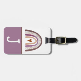 Etiqueta Para Maletas Inicial del niño arcoiris morado y rosado