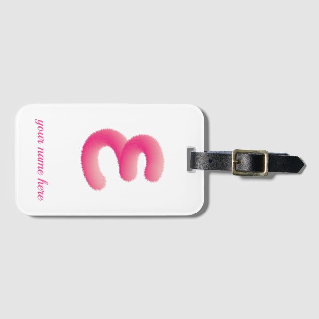 Etiqueta Para Maletas inicial personalizada con monograma E rosa pelado (Anverso horizontal)