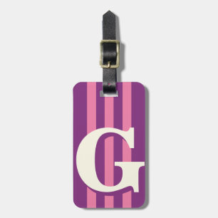 Etiqueta Para Maletas Inicial Personalizada Negrita, Franja Morada y Ros