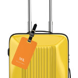 Etiqueta Para Maletas Iniciales de monograma blanco naranja<br><div class="desc">Un fondo de color naranja al atardecer. Personalice y agregue sus letras de monograma y nombre completo en la parte delantera. Su información de contacto en la parte posterior.</div>