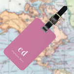 Etiqueta Para Maletas Iniciales de monograma blanco rosado<br><div class="desc">Un fondo de color rosa grisáceo. Personalice y agregue sus letras de monograma y nombre completo en la parte delantera. Su información de contacto en la parte posterior.</div>