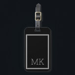 Etiqueta Para Maletas Iniciales de monograma mínimo moderno marco negro<br><div class="desc">Iniciales de monograma mínimo moderno marco etiqueta de equipaje negro</div>